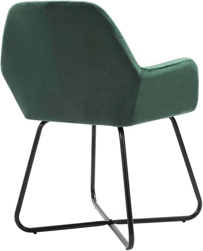 Green Velvet Dining Chairs Set of 2, Modern Accent Chairs with Soft Tufted Cushion, Powder-Coated Steel Frame for Indoor Kitchen Dining Room Living Room Furniture