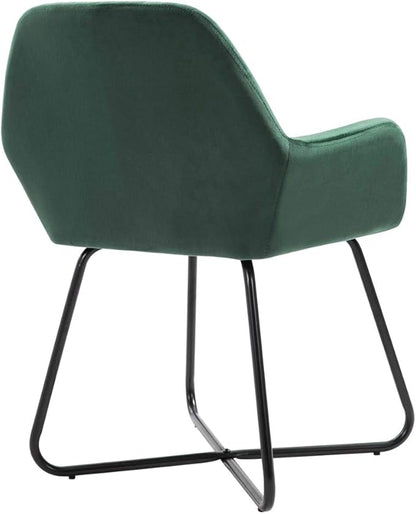 Modern Velvet Dining Chairs 2 Pcs Green Soft Upholstered Accent Chairs with Steel Legs for Dining Room Living Room Kitchen