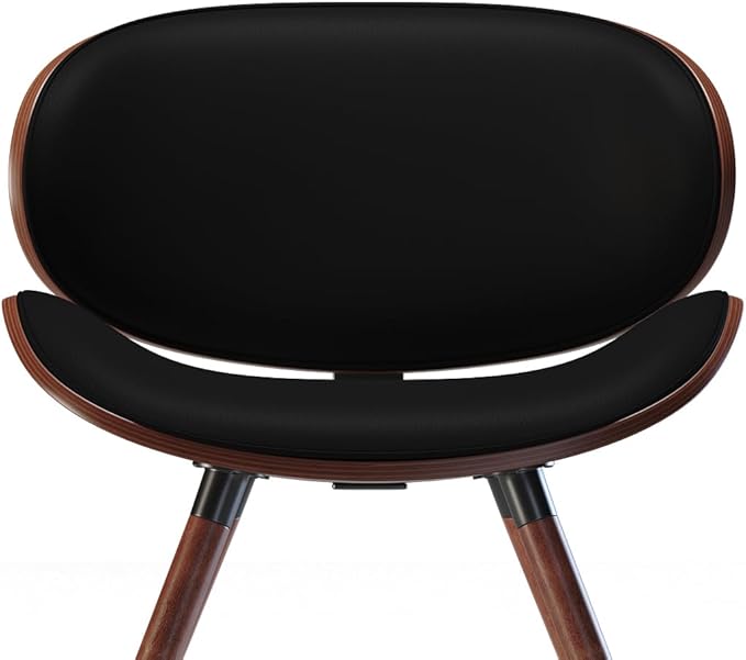 SIMPLIHOME Marana Dining Chairs - Upholstered Bentwood Back and Vegan Leather Kitchen Chair in Black, Mid-Century Modern Dining Room or Kitchen Seating with Contoured Seat and Beech Wood Base