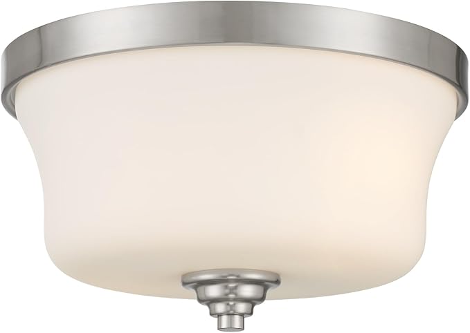 Minka Lavery 4927-84 Shyloh Flush Mount, 2-Light, 120 Total Watts, 13.75-in H x 7.75-in W, Brushed Nickel