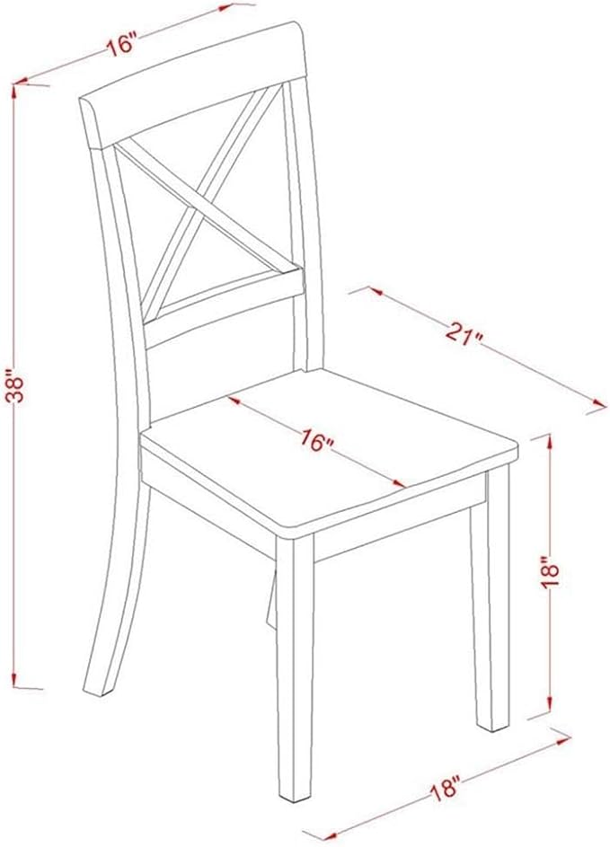 East West Furniture BOC-MAH-W Boston Dining Chairs - Cross Back Wood Seat Kitchen Chairs, Set of 2, Mahogany