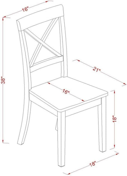 East West Furniture BOC-OAK-W Boston Kitchen Dining Chairs - Cross Back Wooden Seat Chairs, Set of 2, Oak