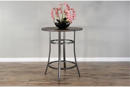 Pemberly Row 42" Mid-Century Wood Pub Table, Tobacco Leaf Finish, Mahogany Solids and Veneers, Metal Base, Powder-Coated Durable Design, 36" Square Counter Height Table for Small Spaces