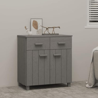 Sideboard Light Grey Solid Pine Wood, 31.1 x 15.7 x 31.5 in Buffet Cabinet with Drawers, Modern Storage for Dining Room Kitchen Furnitur
