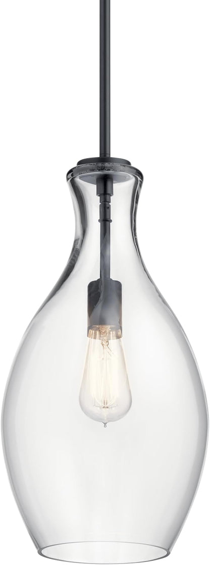 Kichler 42047BK Everly Pendant, 1-Light 100 Watts, Black