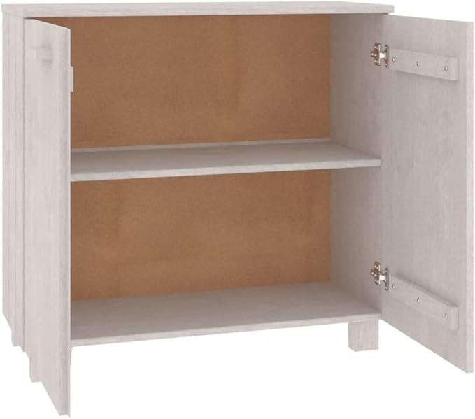 HAMAR White Sideboard, 33.5"x13.8"x31.5" Solid Pine Wood Buffet Cabinet with 2 Doors, Storage for Kitchen & Dining Room, Farmhouse Design Furniture Dining Storage