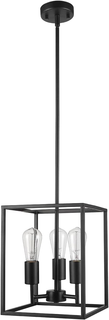 Globe Electric 60886 Heath 3-Light Convertible Flush Mount Ceiling Light Chandelier, Matte Black, Bulb Not Included