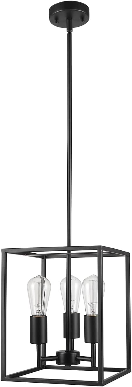 Globe Electric 60886 Heath 3-Light Convertible Flush Mount Ceiling Light Chandelier, Matte Black, Bulb Not Included