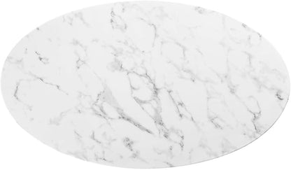 Modway Lippa 48" Oval Artificial Marble Dining Table, Black White