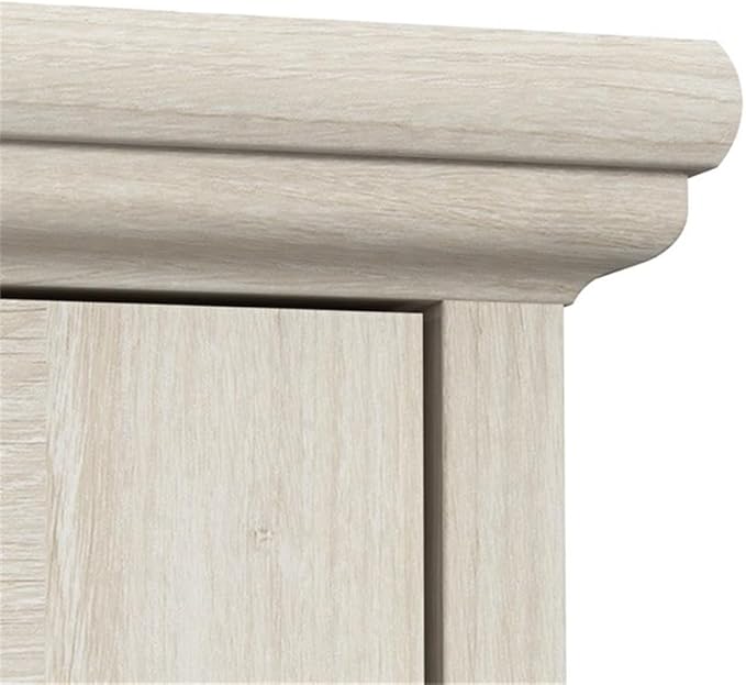 Bush Furniture Lennox 60W Farmhouse Sideboard Buffet Cabinet with Hutch in Linen White Oak | Storage Credenza for Dining Room or Kitchen Area