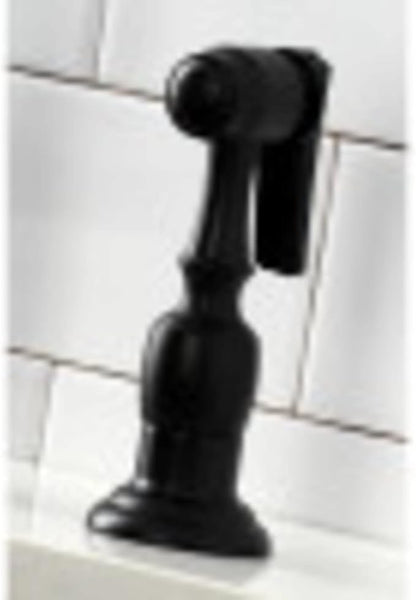 Kingston Brass KS1272TALBS Two-Handle 4-Hole Deck Mount Bridge Kitchen Faucet with Brass Sprayer in Polished Brass