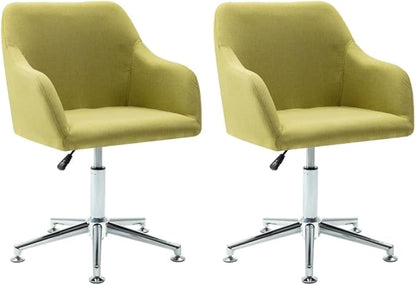 Set of 2 Green Fabric Swivel Dining Chairs with Adjustable Height 360-Degree Rotation Modern Scandinavian Design for Kitchen Dining Room Office