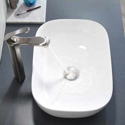 Rectangle Ceramic Vessel Sink, BoomHoze 18"x13" Modern White Vessel Sink for Bathroom Above Counter Lavatory Vanity Porcelain Washinng Art Basin