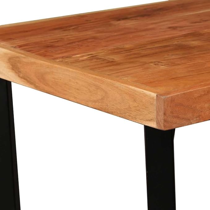 Industrial Bar Table, 23.6x23.6 Inch Square Pub Table with Solid Acacia Wood Top and Heavy Duty Steel Frame, High Counter Dining Table for Kitchen, Bistro, Home Decor