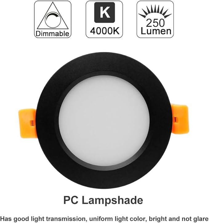 YGS-Tech 2 Inch LED Recessed Lighting, Dimmable Downlight 3W(35W Halogen Equivalent), CRI80, 4000K Natural White Ceiling Light with LED Driver (24 Pack)