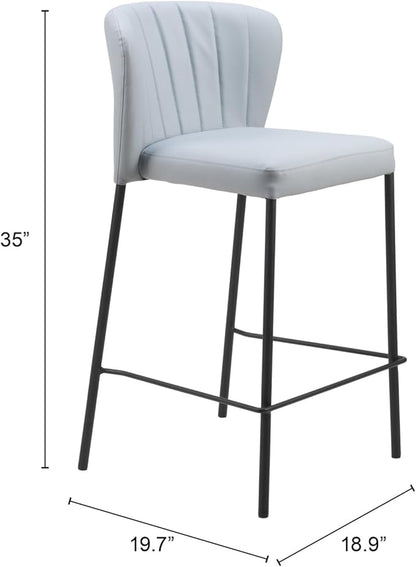 HomeStock Counter Stools Set of 2 - Gray Stackable Bar Stools for Kitchen Island