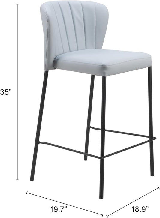 HomeStock Counter Stools Set of 2 - Gray Stackable Bar Stools for Kitchen Island