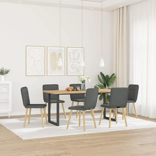6-Piece Dark Gray Fabric Dining Chairs Set with Metal and Wood Frame, Comfortable Foam Seats for Kitchen, Dining Room, Living Room Furniture
