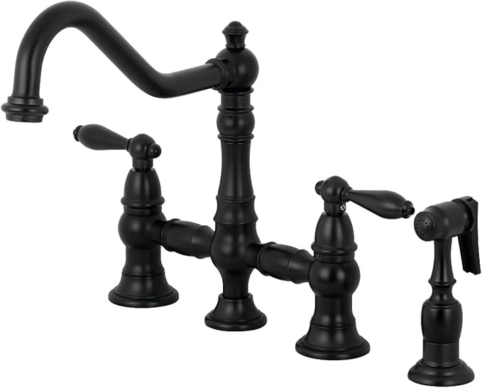 Kingston Brass KS3270ALBS Kitchen Faucet with Side Sprayer, Matte Black