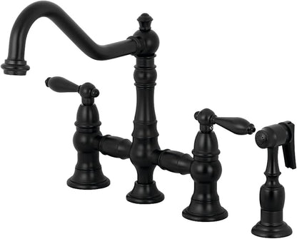 Kingston Brass KS3270ALBS Kitchen Faucet with Side Sprayer, Matte Black