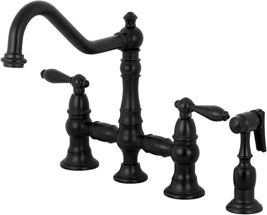 Kingston Brass KS3270ALBS Kitchen Faucet with Side Sprayer, Matte Black
