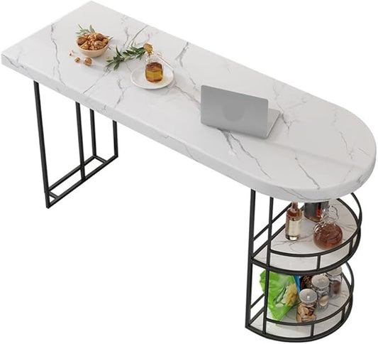Pub Tables Light Luxury Marble Bar Table with Double Storage Living Room Partition Island High Table Counter Table(Black,120 * 45 * 100cm)