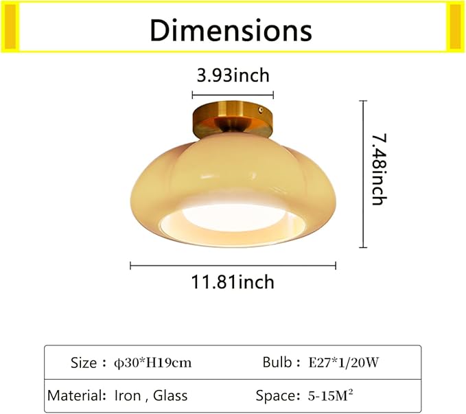 Bofea-Modern Gold Semi Flush Mount Ceiling Light Schoolhouse Ceiling Light Fixture Gold Overhead Lights Fixture with Cream Glass Shade Brass Semi Flush Lamp for Bedroom Hallway Kitchen