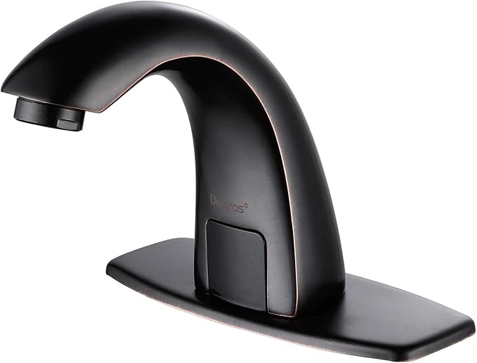 Touchless Bathroom Faucet with Automatic Sensor Function, Bathroom Sink Faucet with Hole Cover Plate, Oil Rubbed Black