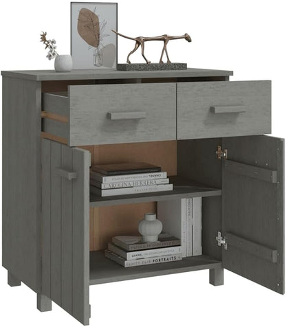 Light Grey Sideboard Buffet Cabinet 31.1x15.7x31.5 in Solid Pine Coffee Bar Kitchen Storage Credenza for Dining Room Living Room Entryway