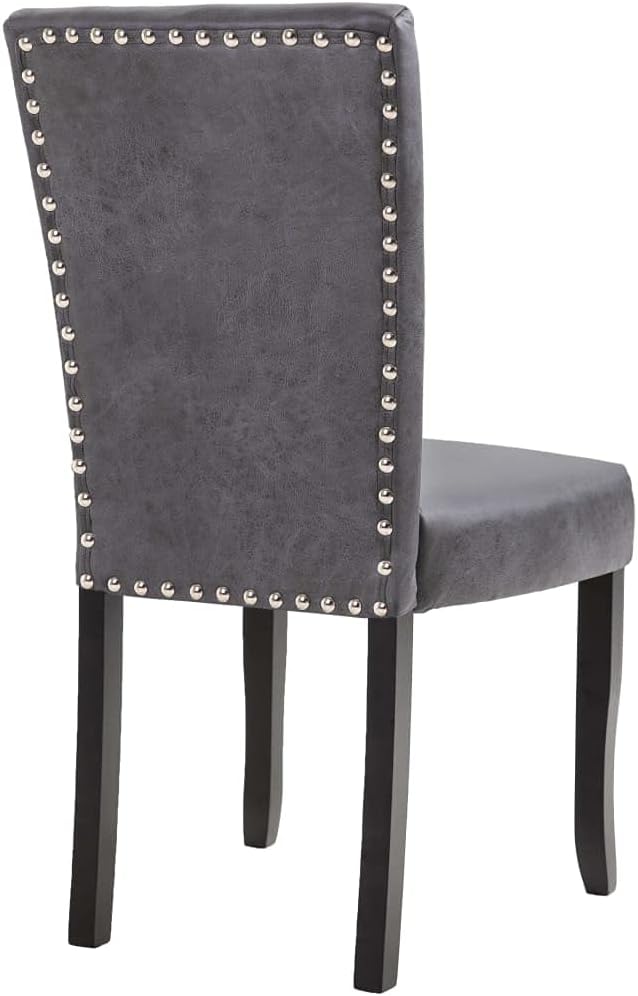 Dining Chairs Set of 2, Gray Faux Suede Leather with Solid Wood Frame, 23.6 x 19.1 x 36.6 in Ergonomic Modern Dining Room Accent Seating for Kitchen Living Room