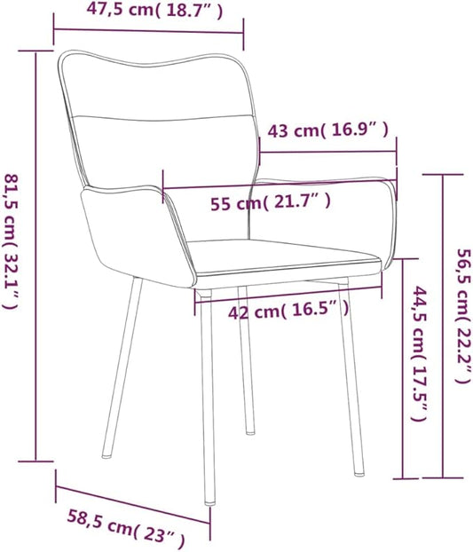 Dining Chair Set of 2 Modern Accent Chairs in Dark Grey Velvet 21.7x23x32.1 in Ergonomic High Back with Metal Legs Compact Size for Dining Room Kitchen Living Room Home Office