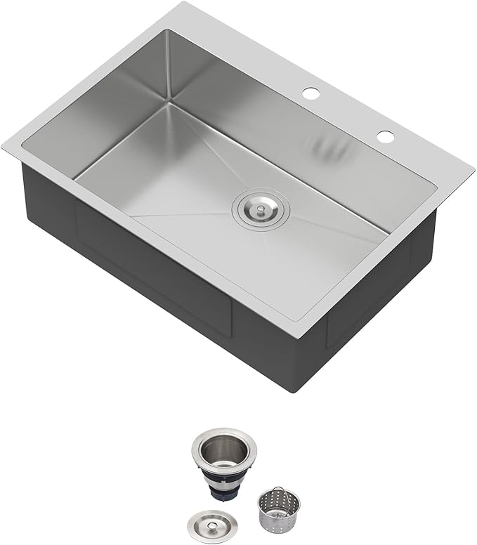 30 Drop In Kitchen Sink - Beslend 30x22 Inch Kitchen Sink Drop In Stainless Steel Sinks Topmount 16 Gauge 9" Deep Single Bowl Above Counter Sinks Dish Basin, Sink Only