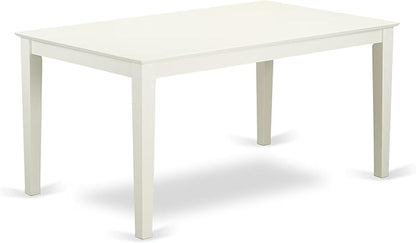 East West Furniture CACL5-LWH-W 5 Piece Kitchen Table Set for 4 Includes a Rectangle Dining Room Table and 4 Solid Wood Seat Chairs, 36x60 Inch, Linen White