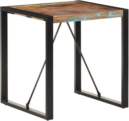 Square Dining Table Small 27.6 in Reclaimed Wood Top Black Steel Frame Modern Industrial Breakfast Table Seats 4 for Kitchen Dining Room Apartment
