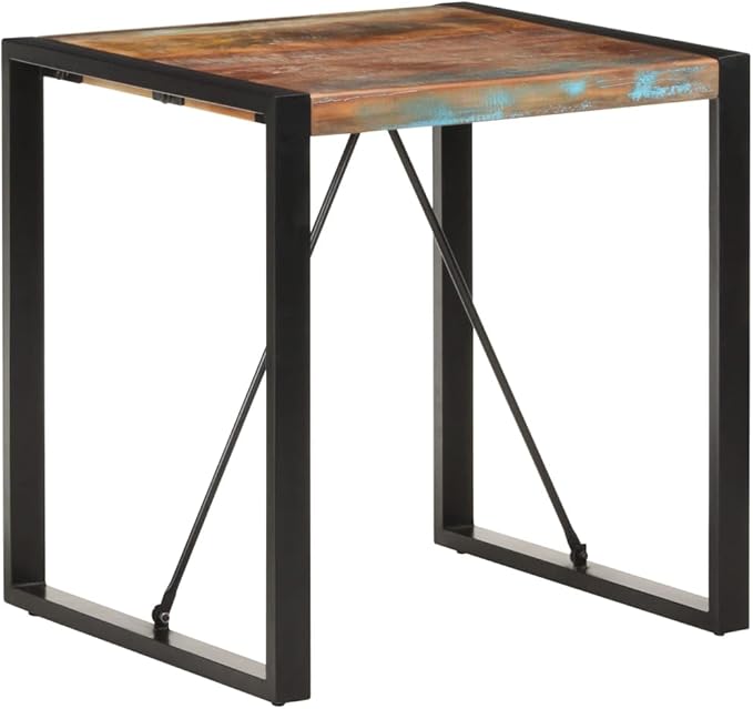 Unique Reclaimed Wood Dining Table, Square Kitchen Island for Modern Living Spaces, Sturdy Industrial Design Comedor