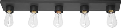 Globe Electric 5-Light Vanity Light, Matte Black, Modern Glam, Bathroom Fixture, Horizontal Vertical Mount, 52088