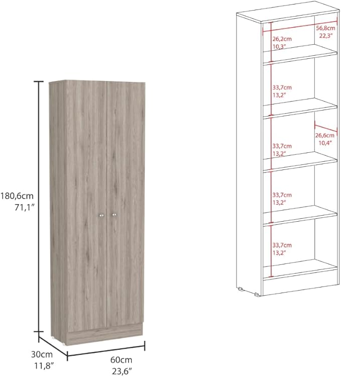 GOWE Roblar 8-Shelf 2-Door 2-Piece Kitchen Set, Kitchen Island and Pantry Cabinet White and Light Gray