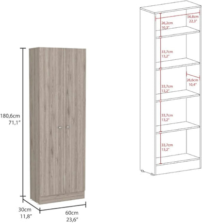 GOWE Roblar 8-Shelf 2-Door 2-Piece Kitchen Set, Kitchen Island and Pantry Cabinet White and Light Gray