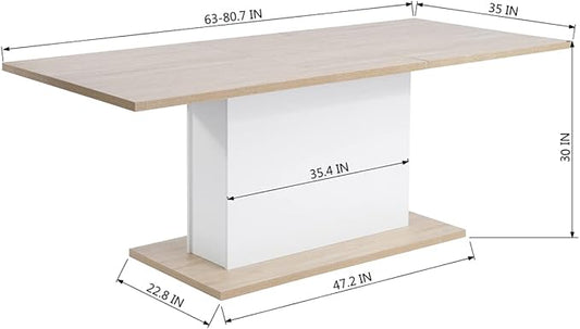Extensible Dining Table 4-8P Seat Wooden Top Kitchen Island Meal Desk Home Office Restaurant Furniture