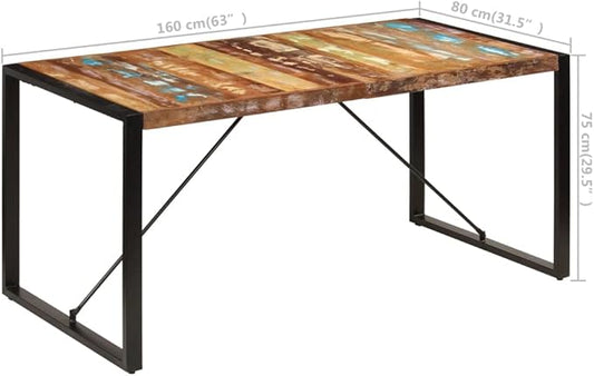 Reclaimed Wood Dining Table 63x31.5 Industrial Rectangular Kitchen Table Seats 6 Rustic Small Dining Table for Dining Room Kitchen Island Workspace