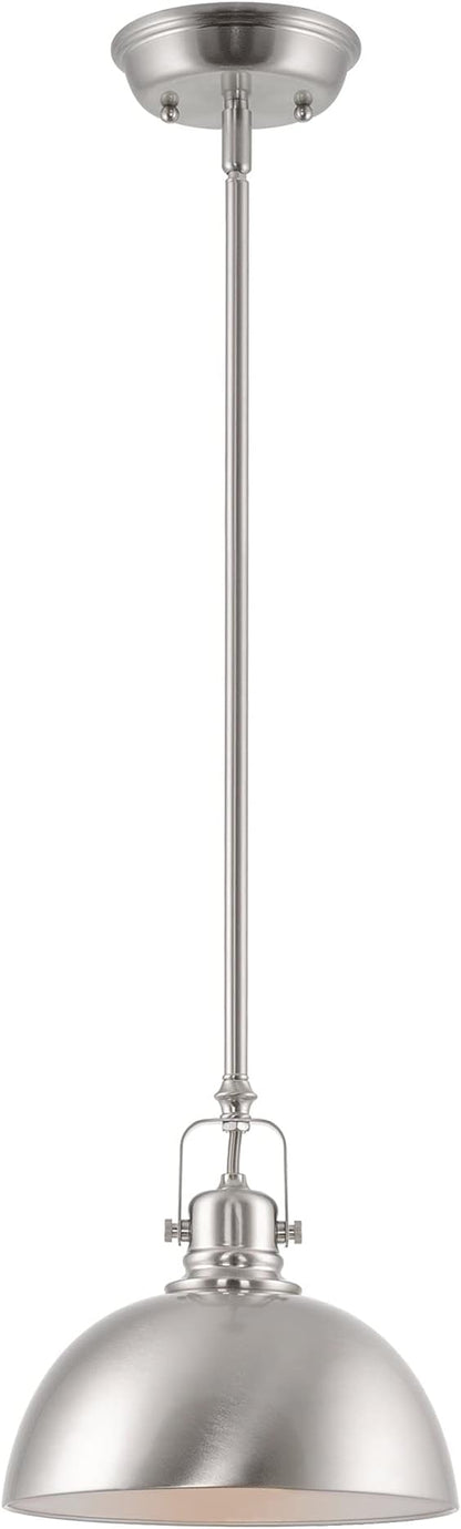 Kira Home Belle 9" Modern Industrial Pendant Light with Dome Shade, Petit Retro Metal Silver Hanging Light, Brushed Nickel Finish