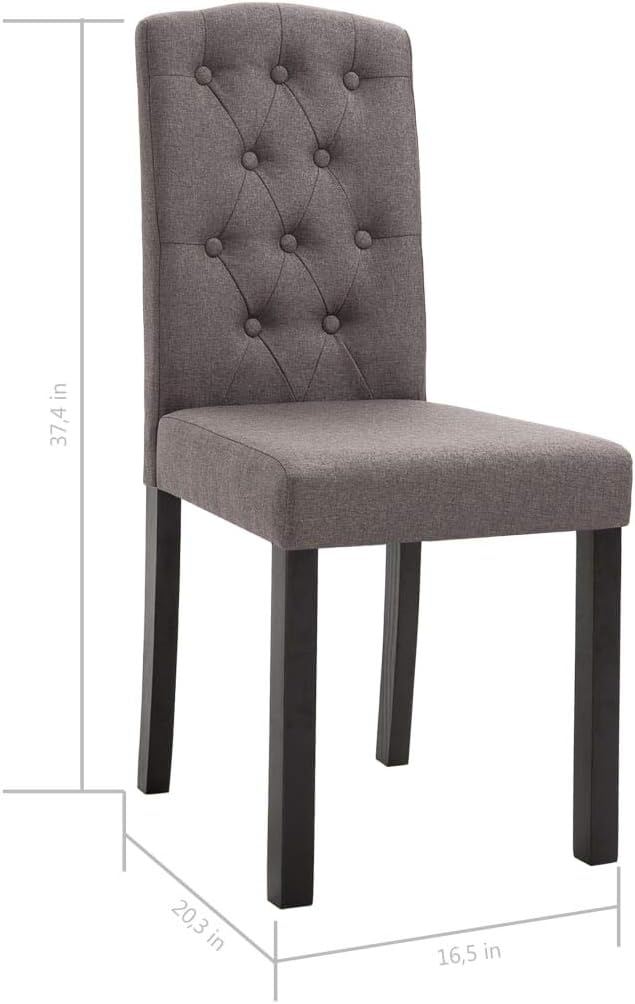Set of 4 Taupe Fabric Dining Chairs with Rubber Wood Frame 8 x 6.5 x 14.7 in Ergonomic Modern Farmhouse Seating for Kitchen Dining Room Living Room