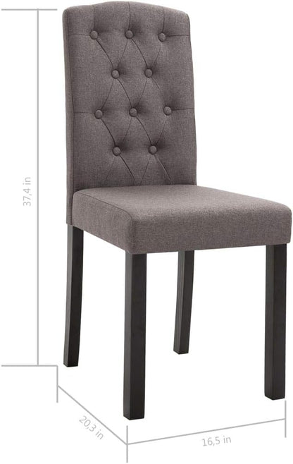 Set of 4 Taupe Fabric Dining Chairs with Rubber Wood Frame 8 x 6.5 x 14.7 in Ergonomic Modern Farmhouse Seating for Kitchen Dining Room Living Room