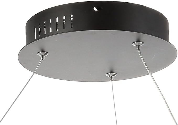 JONATHAN Y 23.75" Matte Black Modern Integrated LED Pendant Light, Dimmable Round Hoop Chandelier for Kitchen Island, Dining Room, Adjustable Height Metal Hanging Light (JYL7203A)