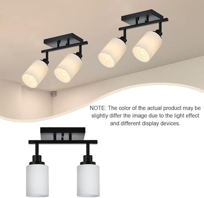 TODOLUZ Wall Sconce Track Lighting Kit, 2-Lights Wall Mounted Light Fixtures in Black Finish, Ceiling Spotlight with Opal White Glass for Bedroom Cloakroom