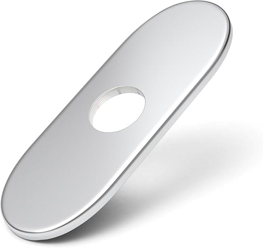 6 Inch Chrome Sink Hole Cover, Greenspring 4" Hole Cover Deck Plate, Round Bathroom Faucet Deck Plate, Faucet Escutcheon for Bathroom or Kitchen Vanity Sink Faucets Stainless Steel