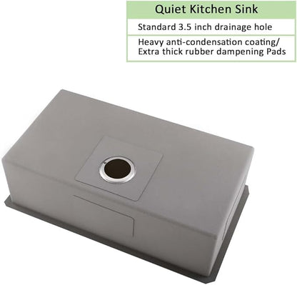 28 Inch Undermount Kitchen Sink-Wesliv 28x19 Inch Stainless Steel Kitchen Sink Undermount Sink 16 Guage Single Bowl Deep Kitchen Sinks with Cutting Board