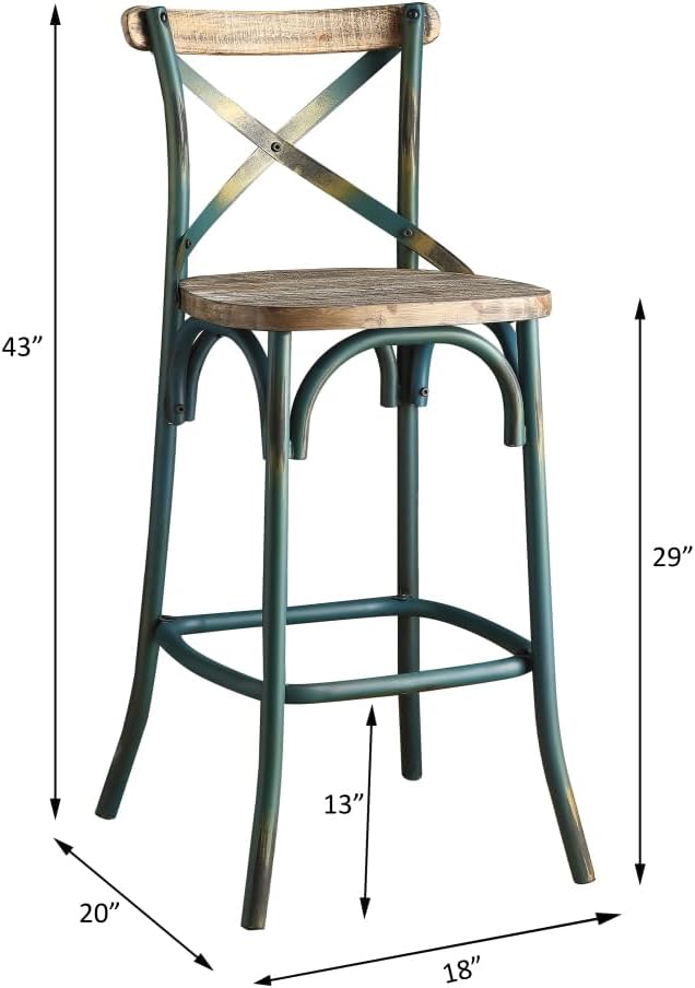Bar Chair with High Backrest and Metal X Back Design for Kitchen Island or Home Bar