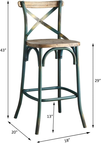 Bar Chair with High Backrest and Metal X Back Design for Kitchen Island or Home Bar