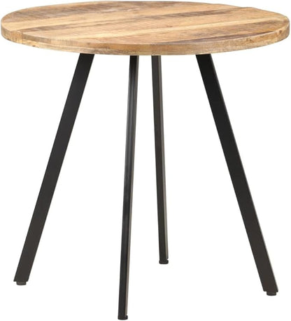 29.5-Inch Round Dining Table Natural Rough Mango Wood Top & Powder-Coated Iron Legs Small Dining Room Table Seats 4 Compact Modern Kitchen Island Table for Apartment and Home